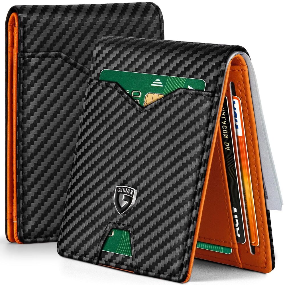 Slim Wallet for Men Rfid Blocking Leather Bifold Front Pocket Carbon